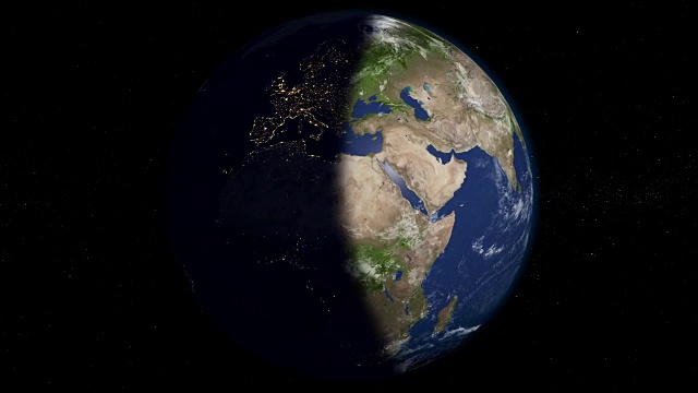 行星地球在4K，循环，日夜，3D动画，阿尔法视频下载