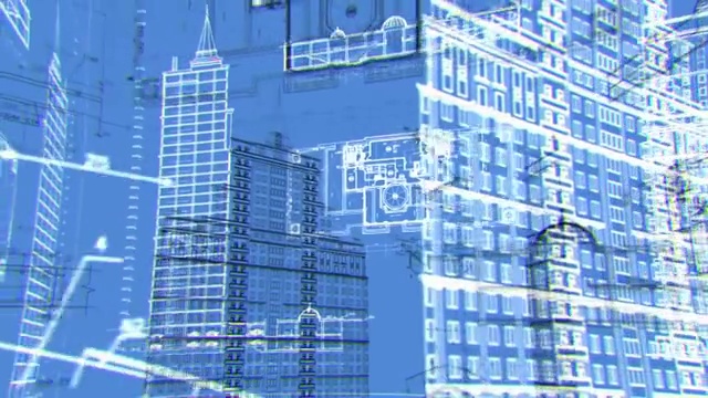 建筑和建筑方案，环形蓝色背景视频素材