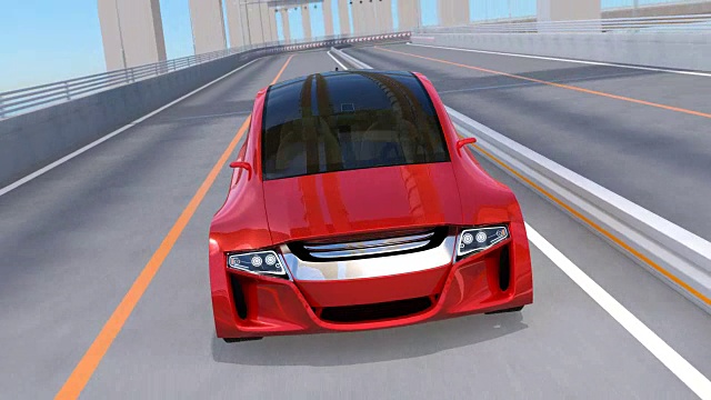 高速公路上的红色自动驾驶汽车视频下载
