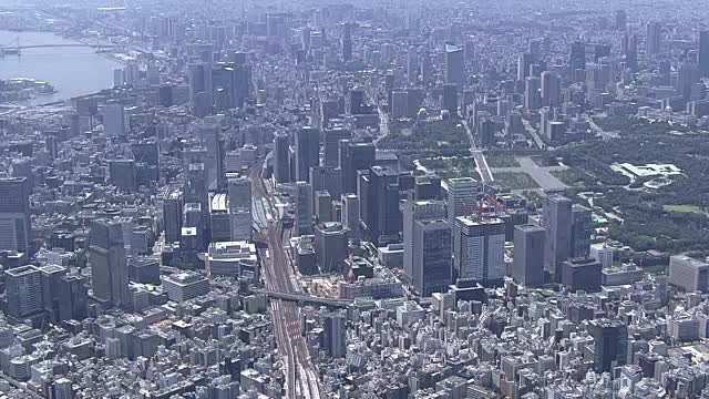 空中，东京站周围，东京，日本视频下载