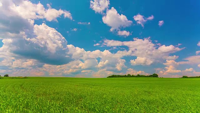 夏天的风景，绿色的田野，延时拍摄视频素材