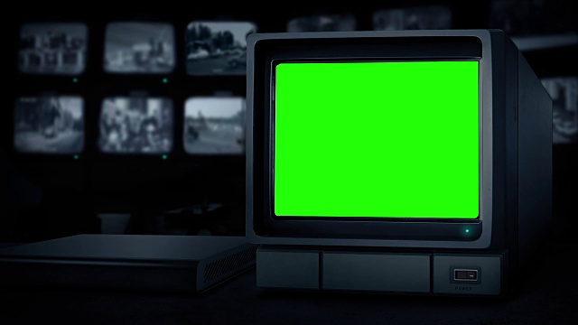 闭路电视空监视器环-绿屏视频素材