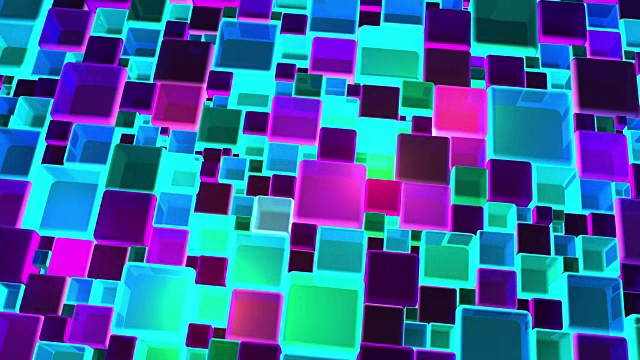 霓虹灯彩色灯光立方体背景在4k视频素材