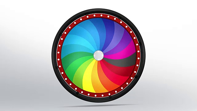 旋转风格的18种颜色在黑色的幸运轮视频素材