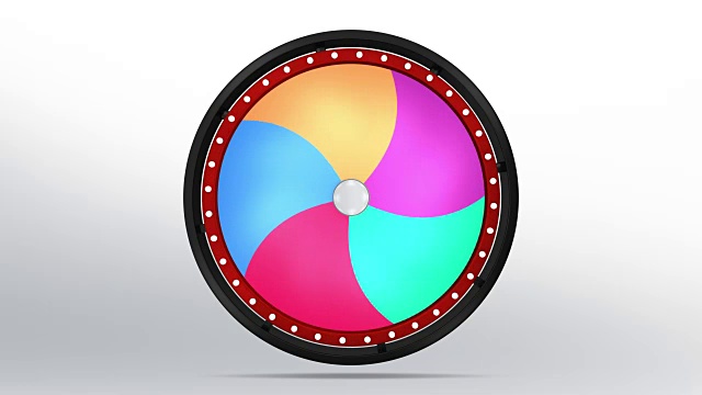 旋转风格的五种颜色在黑色的幸运轮视频素材