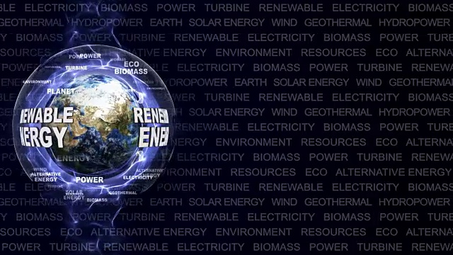 可再生能源文本动画与地球，视频下载