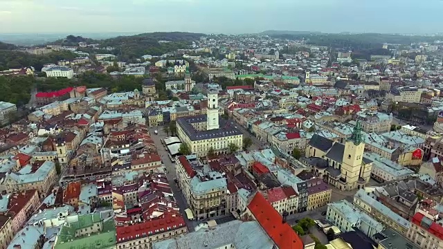 鸟瞰图中央大厅和塔利沃夫，乌克兰视频素材