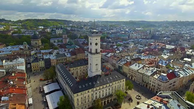 鸟瞰图中央大厅和塔利沃夫，乌克兰视频素材