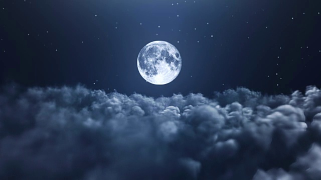 云上的夜晚月亮视频素材