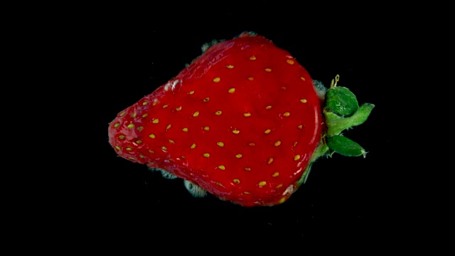 新鲜草莓被挤压成健康食品的概念视频下载