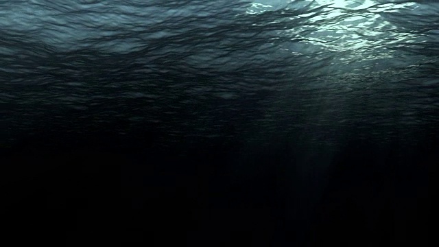 无缝循环数字动画深暗海浪从水下背景，光线透过视频下载