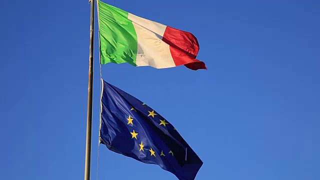 意大利和欧洲的国旗视频下载
