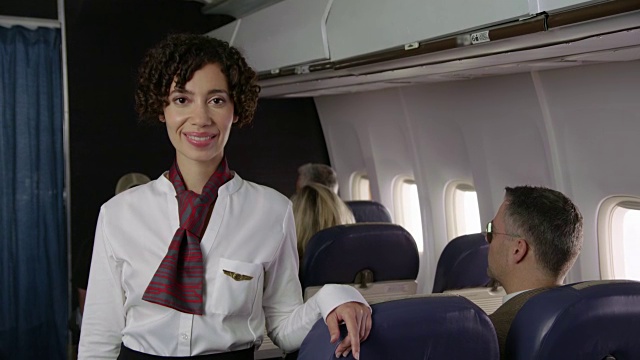 飞机乘务员的肖像视频素材