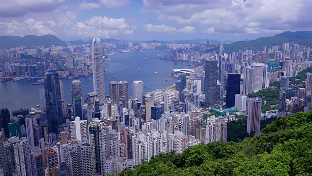 香港城市的天际线和海港。视频素材