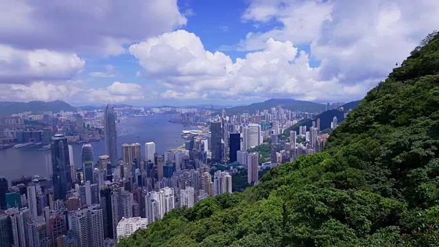 香港城市的天际线和海港。视频素材