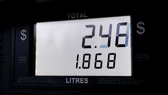 泵筛上的大屏幕显示汽油价格上涨视频下载