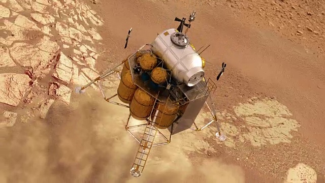 星际空间站登陆火星的下降模块视频素材