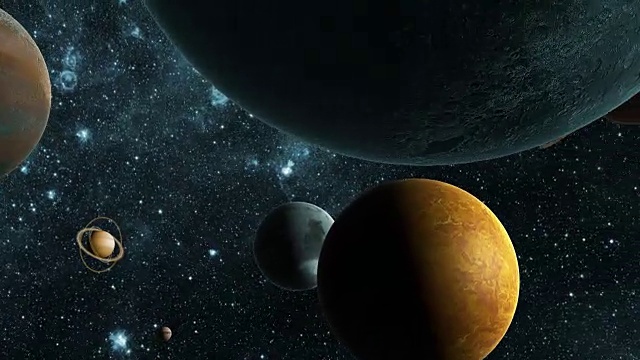 寻找系外行星。外太空不同行星间的飞行。视频素材