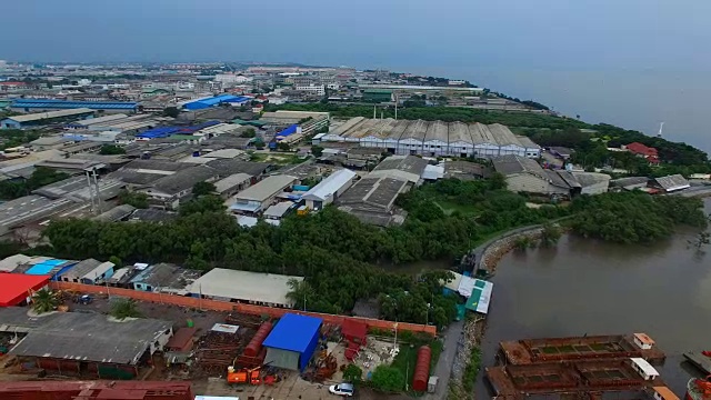 泰国邦浦samuthprakarn船舶联合工业鸟瞰图视频素材