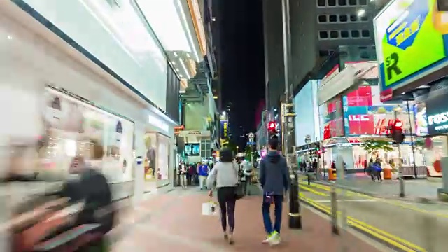 中国夜光香港步行街景全景4k时间推移视频素材