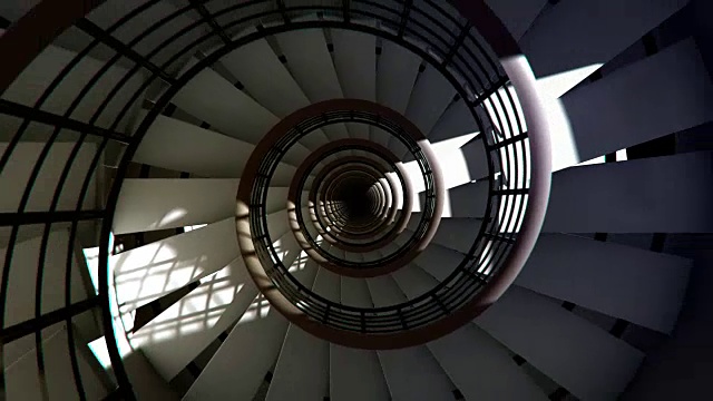 旋转的螺旋楼梯，循环和反转视频素材