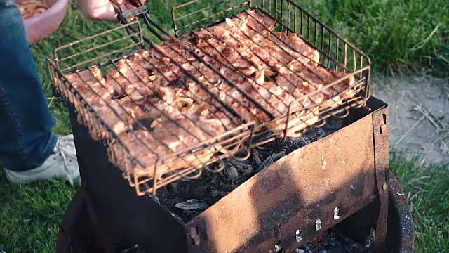 多汁的肉用木炭炒视频下载