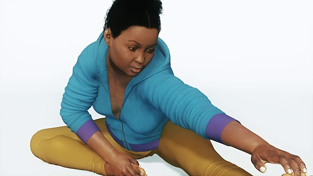 加大尺寸的非洲妇女在伸展瑜伽姿势视频下载