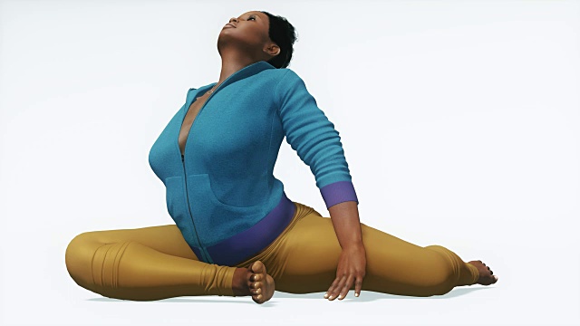 年轻的加大尺寸的黑人妇女在瑜伽姿势近距离视频下载