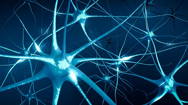 神经元在大脑。神经网络的三维动画。视频素材