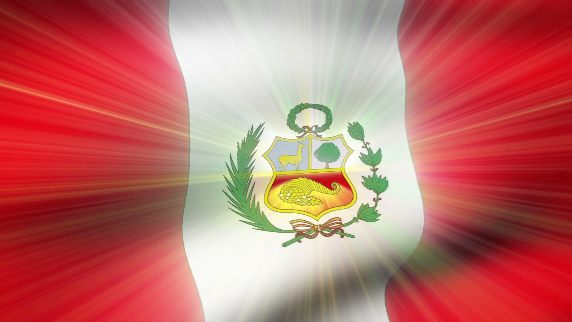 特写的秘鲁国旗在微风中荡漾。视频下载