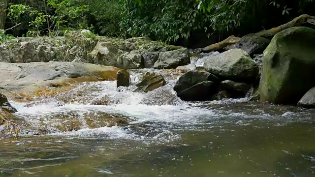 在热带雨林瀑布的现场实时和改变为慢动作视频素材