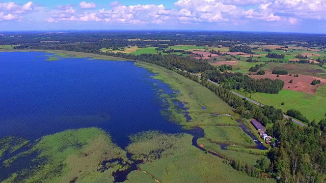 拉脱维亚拉兹纳湖和国家公园的鸟瞰图视频素材
