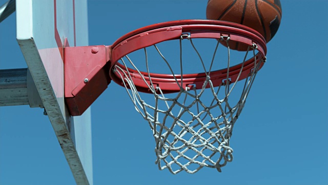 篮球进篮的超级慢动作投篮视频素材