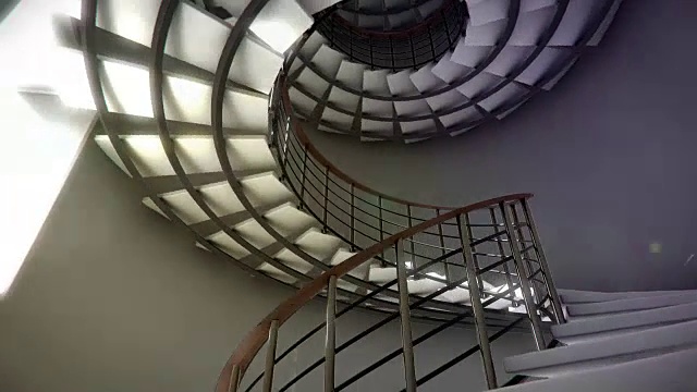 旋转的螺旋楼梯，循环和反转视频素材