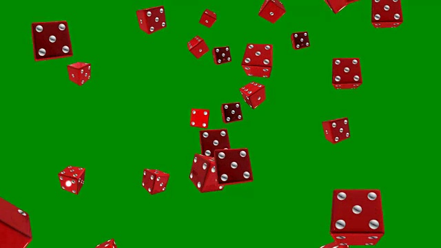 绿色背景上的红色骰子可以无缝循环视频下载