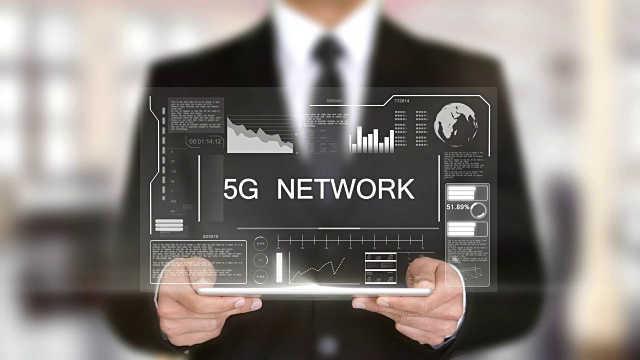 5G网络，全息图未来界面概念，增强虚拟现实视频下载