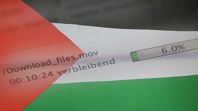 在电脑上下载文件，巴勒斯坦旗视频素材