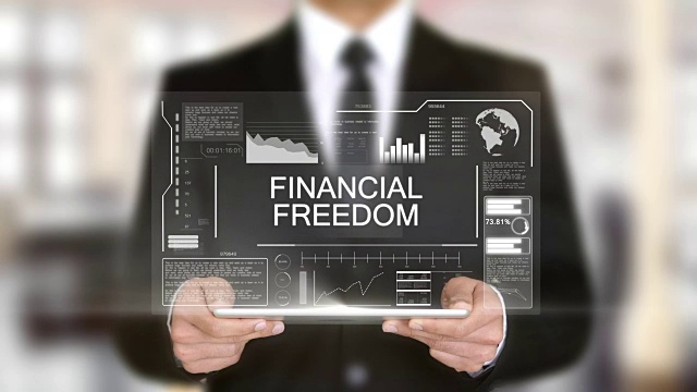 金融自由，全息图未来界面，增强虚拟现实视频素材