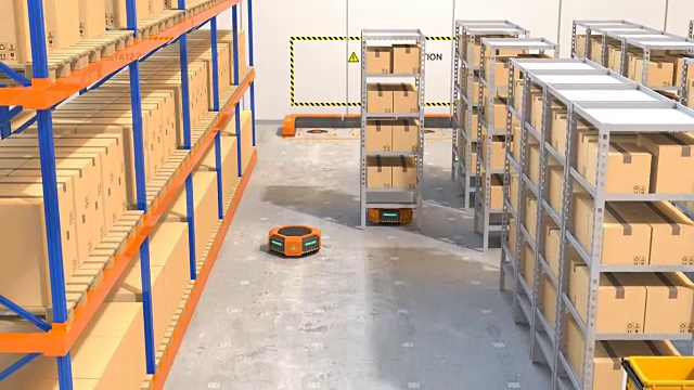 仓库机器人搬运货物视频素材
