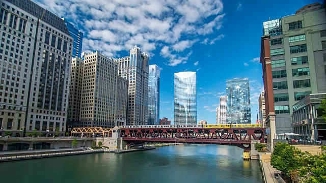 芝加哥河时间流逝地平线4K 1080P视频素材