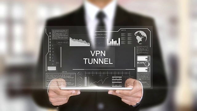 VPN隧道，全息图未来界面概念，增强虚拟现实视频下载