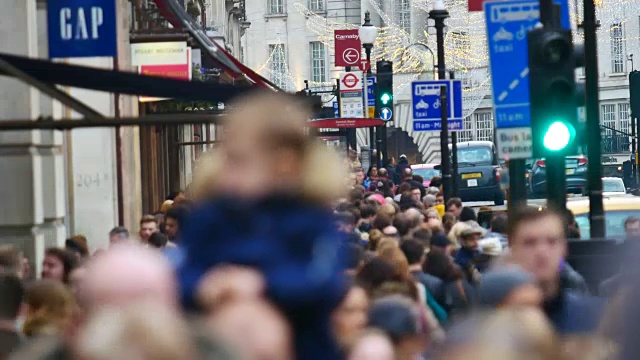 伦敦牛津街4K圣诞和购物视频素材