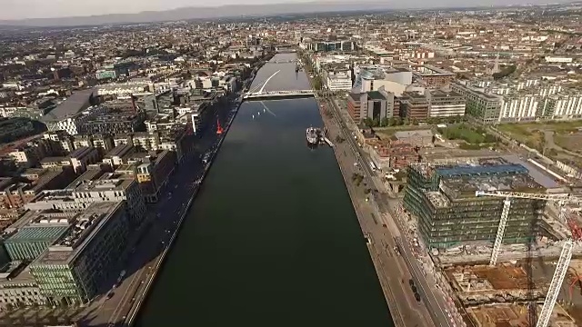 利菲河，都柏林-无人机拍摄视频素材