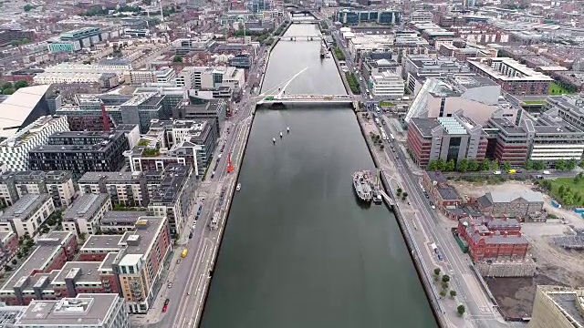 都柏林利菲河的无人机拍摄视频素材