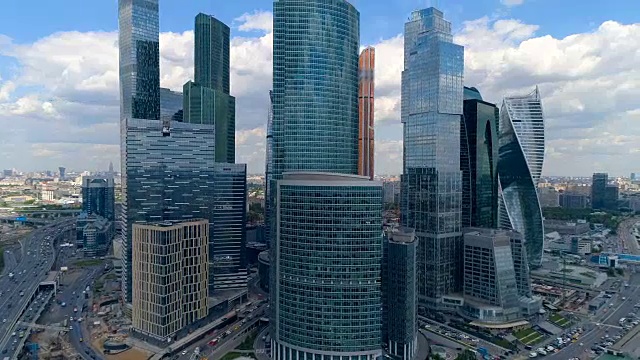 壮丽的莫斯科国际商务中心。视频素材