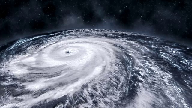 来自太空的飓风风暴龙卷风，卫星图像。视频素材
