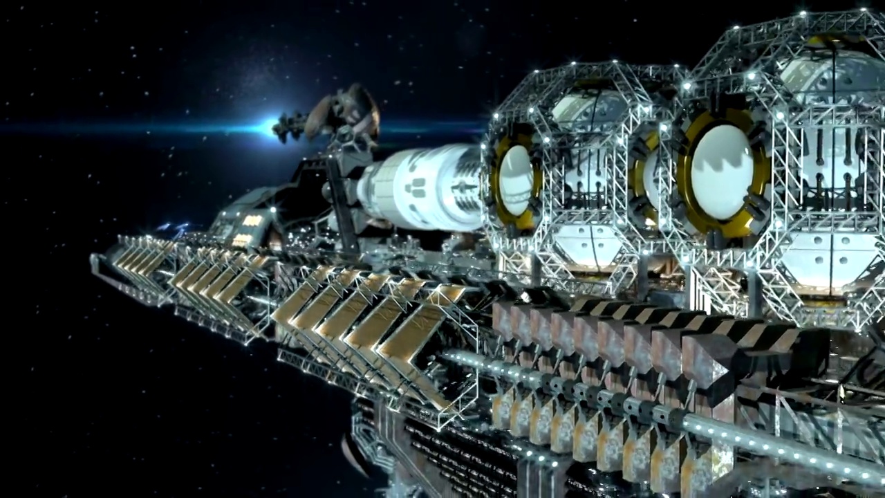 未来主义，非常详细的星际飞船视频素材