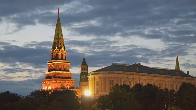 莫斯科克里姆林宫塔的夜景视频素材