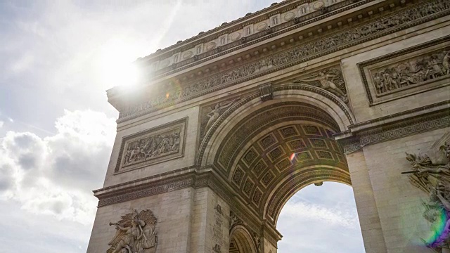 凯旋门，巴黎最著名的纪念碑之一视频素材