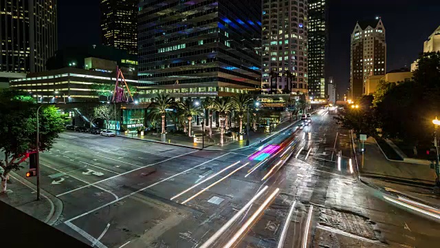 洛杉矶市中心的时光流逝之夜视频素材